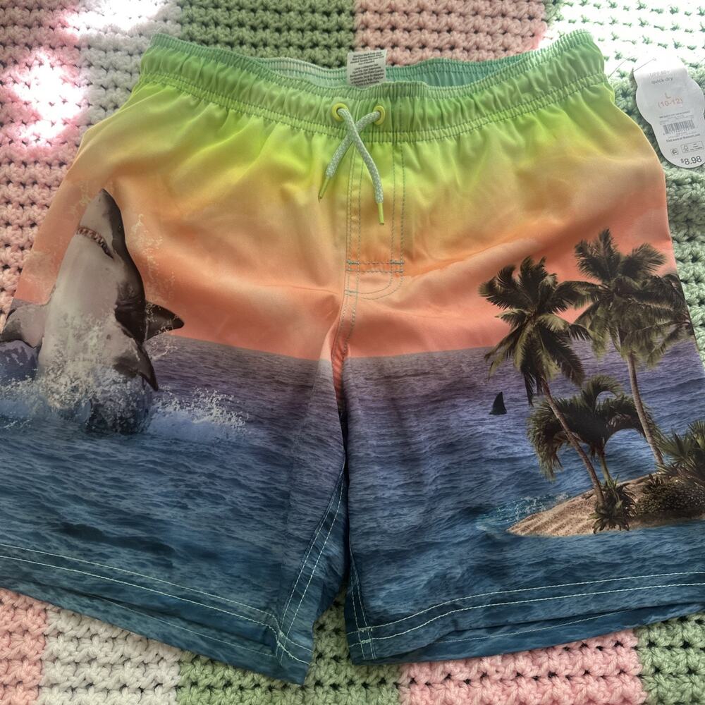 Wonder Nation NWT Swim Trunks Boys Size Large 10-12 Bright Colors Beach Swim